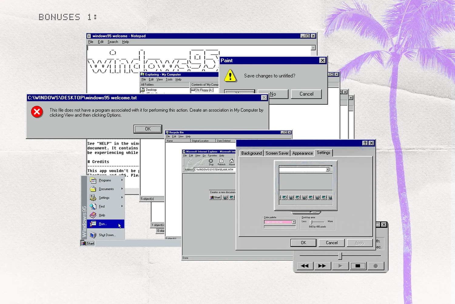 2456 潮流复古怀旧蒸汽波win95系统ins媒体公众号版式设计ps模板素材 Old Computer Insta template Ps Canva