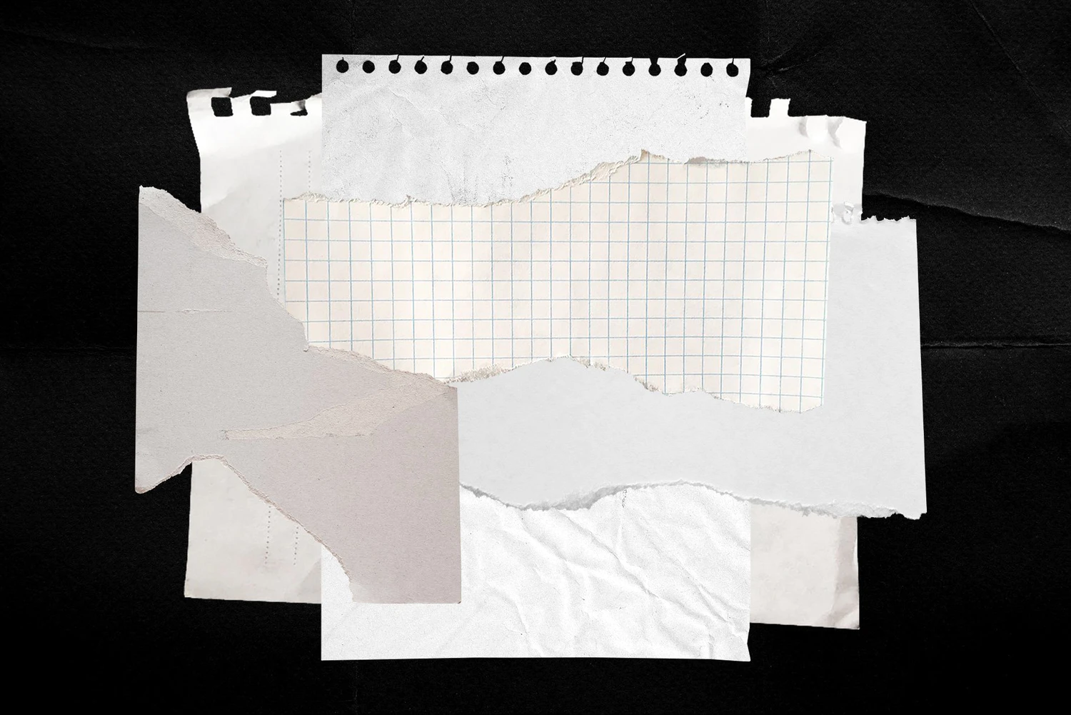 2458 潮流复古撕碎全息标签贴纸塑料袋胶带图片设计素材 Plastic Wrap & Torn Paper Bundle