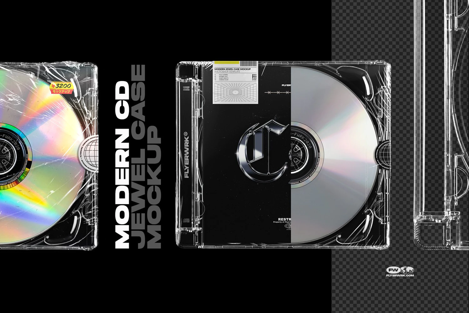 2459 潮流质感CD光盘唱片专辑包装设计贴图ps样机素材展示效果模板合集 flyerwrk – CD Mockup Bundle