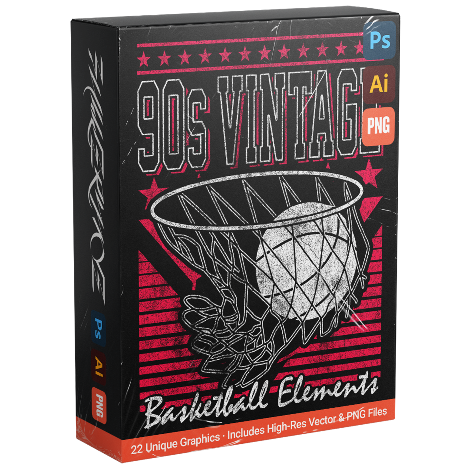 2520 22款复古90年代篮球运动矢量T恤印花图形logo插画设计包90S VINTAGE
