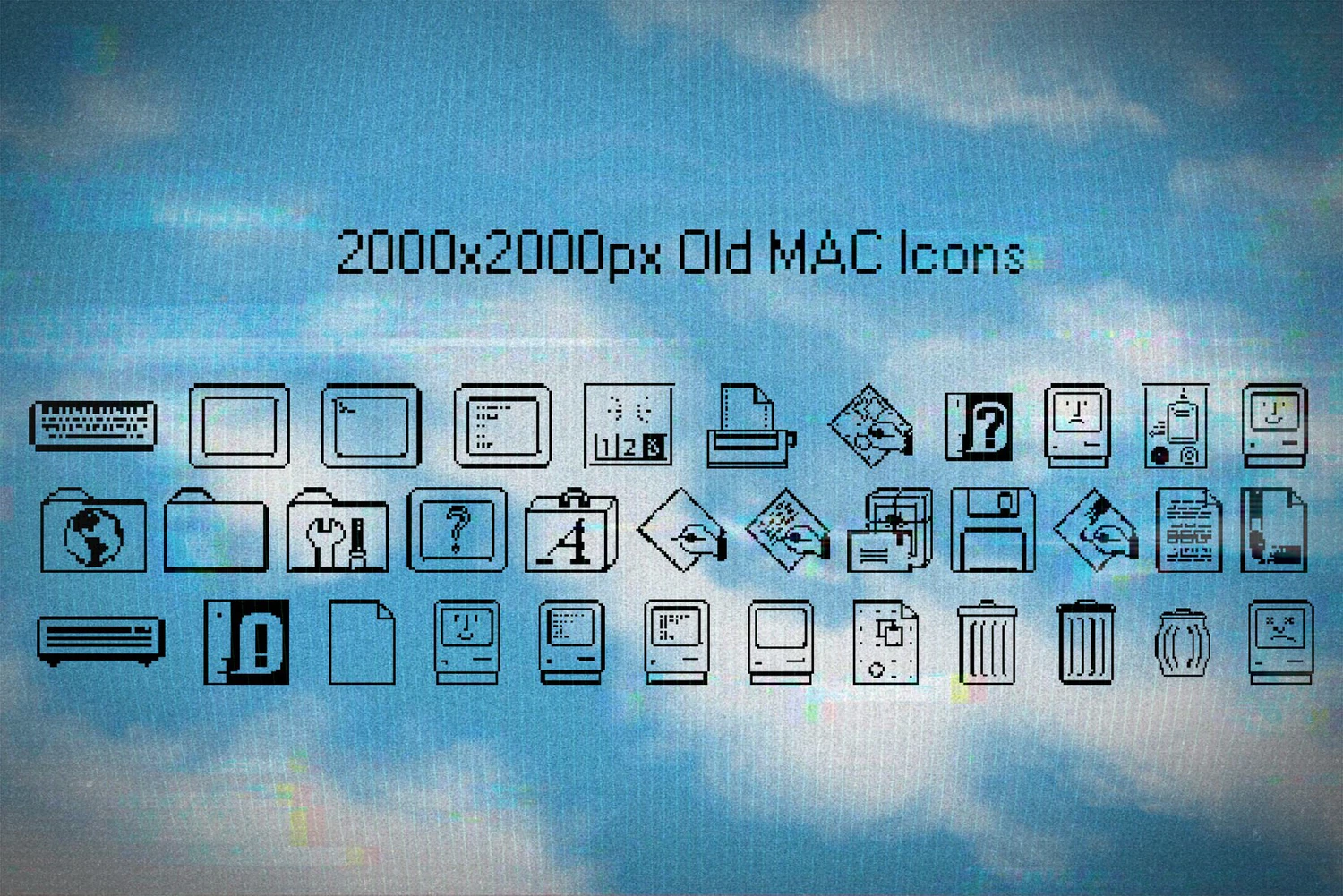 2625 Y2K电脑窗口WindowsUI界面设计包500+复古怀旧像素人物剪贴画拼贴PNG元素+22款海报设计套件