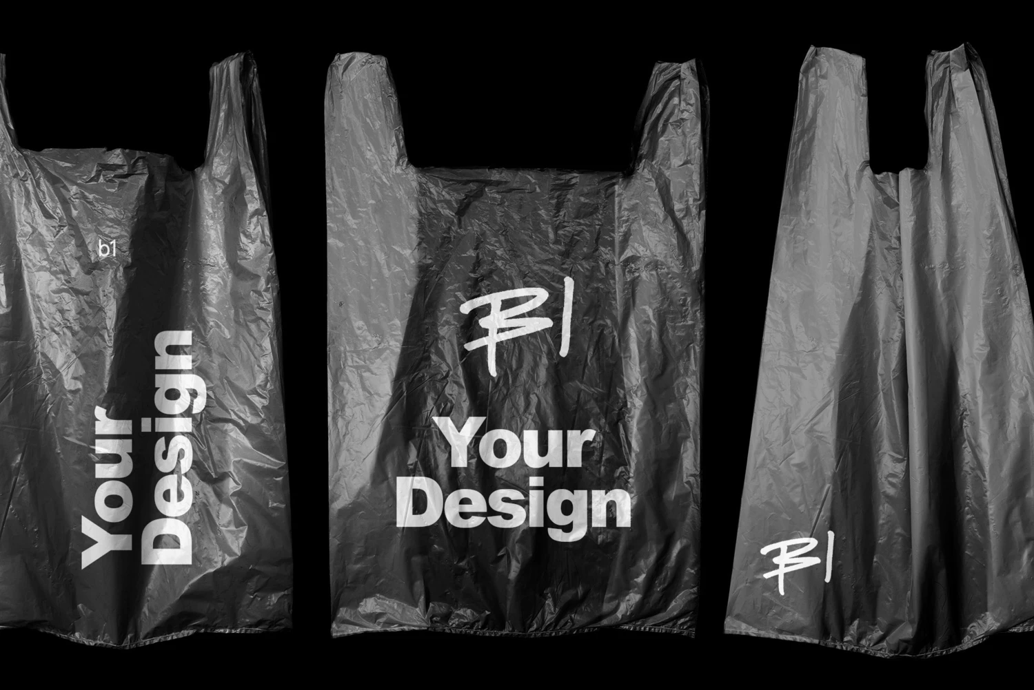 2648 环保塑料购物纸袋垃圾袋包装设计贴图样机PSD模型 Plastic Shopping Bag Mockup