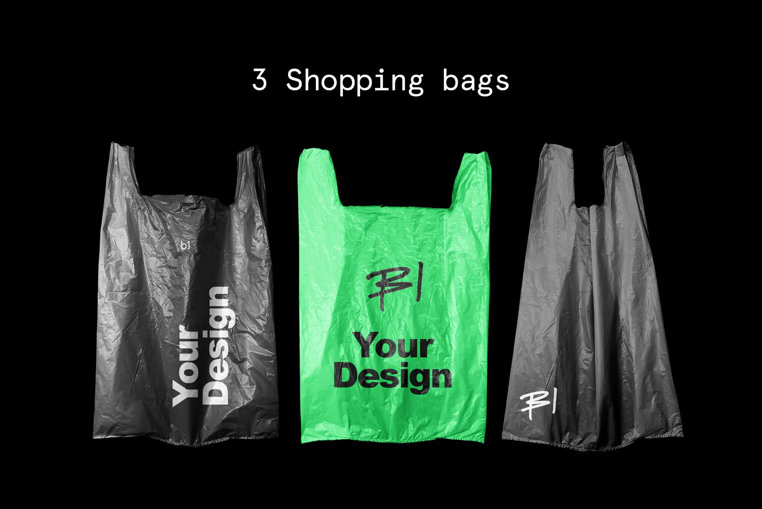 2648 环保塑料购物纸袋垃圾袋包装设计贴图样机PSD模型 Plastic Shopping Bag Mockup