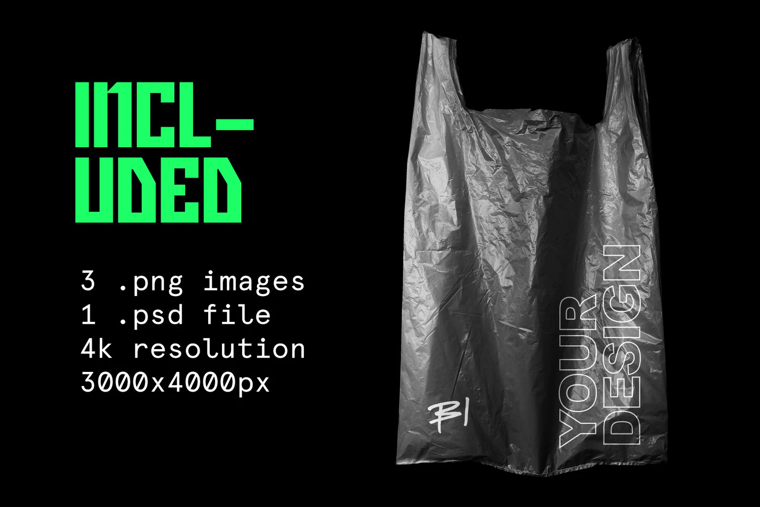 2648 环保塑料购物纸袋垃圾袋包装设计贴图样机PSD模型 Plastic Shopping Bag Mockup