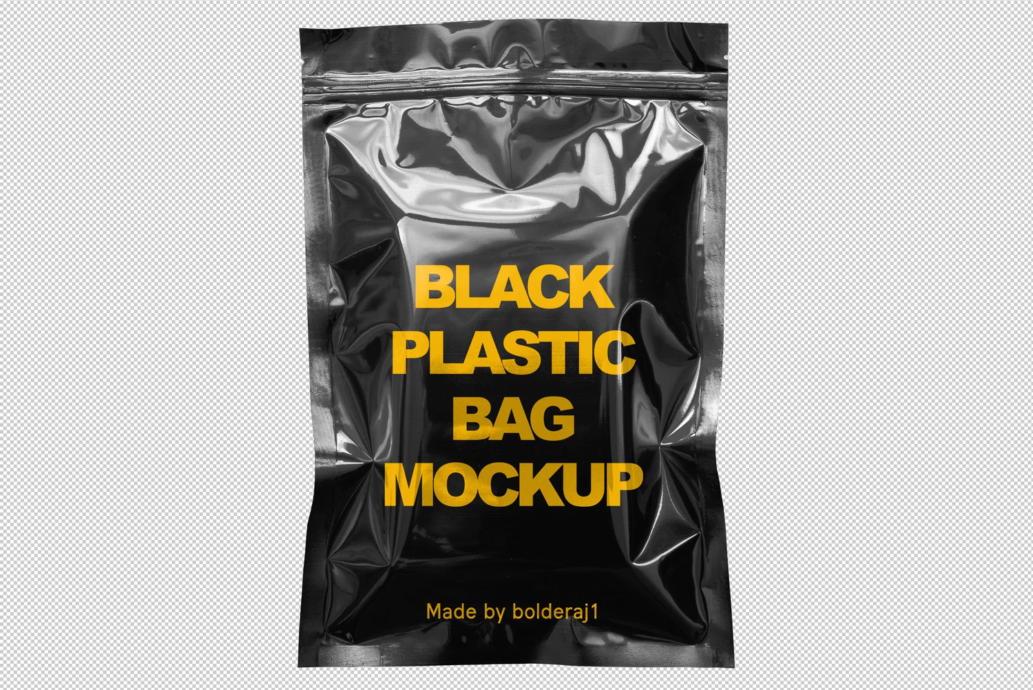 2653 逼真做旧黑色亮面塑料袋包装设计样机PSD Black plastic bag mockup