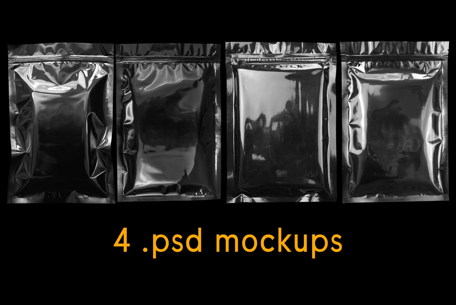 2653 逼真做旧黑色亮面塑料袋包装设计样机PSD Black plastic bag mockup