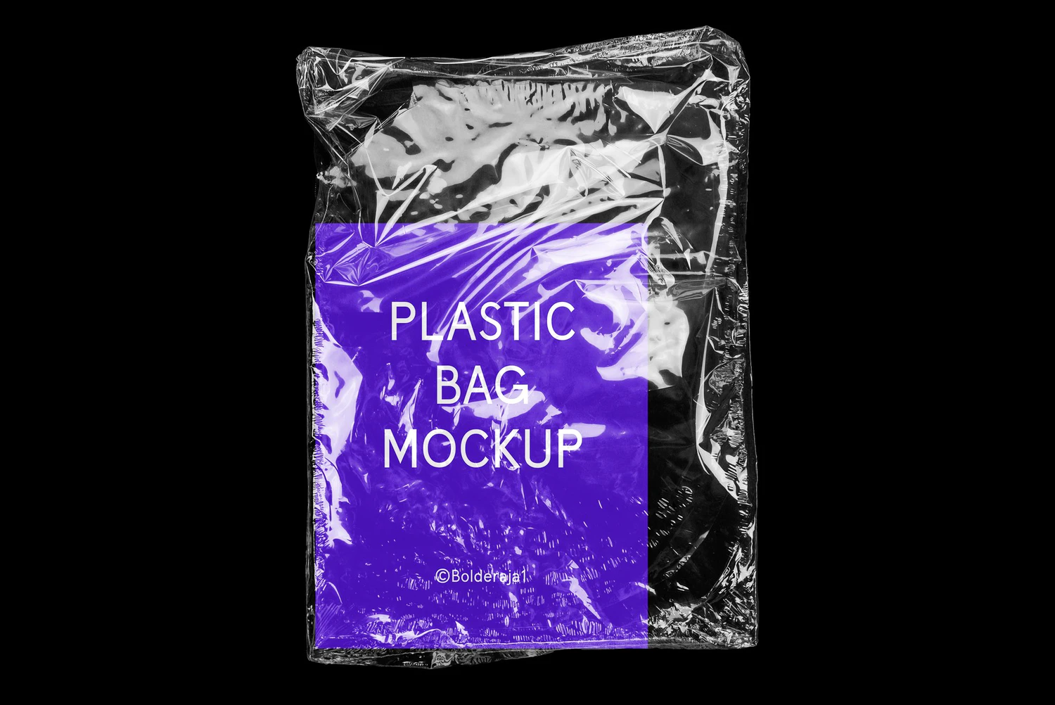 2659 复古潮流透明塑料袋包装纸保鲜膜褶皱ps样机素材包装展示效果模板 PLAST – Realistic Plastic Bag Mockup