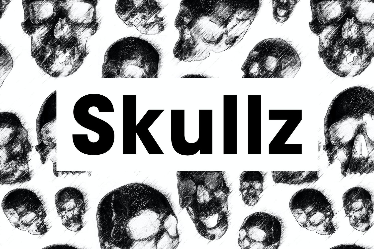 2677 4款手绘骷髅无缝背景高清素材图 Skullz