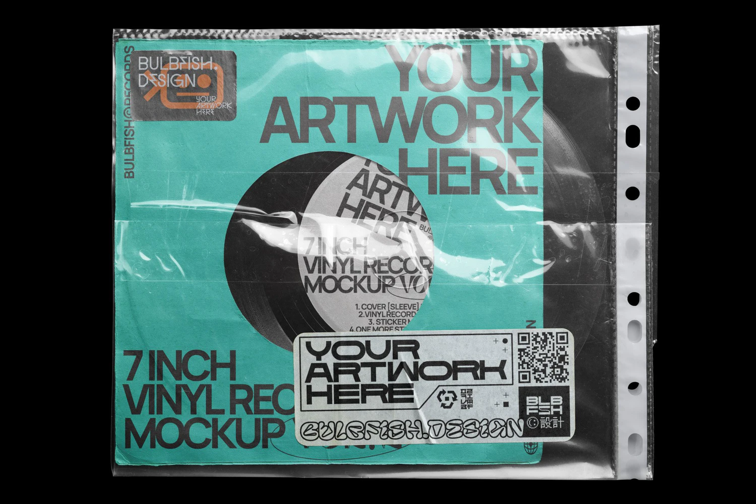 2711 潮流复古做旧嘻哈黑胶唱片电音专辑cd包装盒封面设计展示贴图ps样机模板 7 Inch Vinyl Record – Mockups Bundle