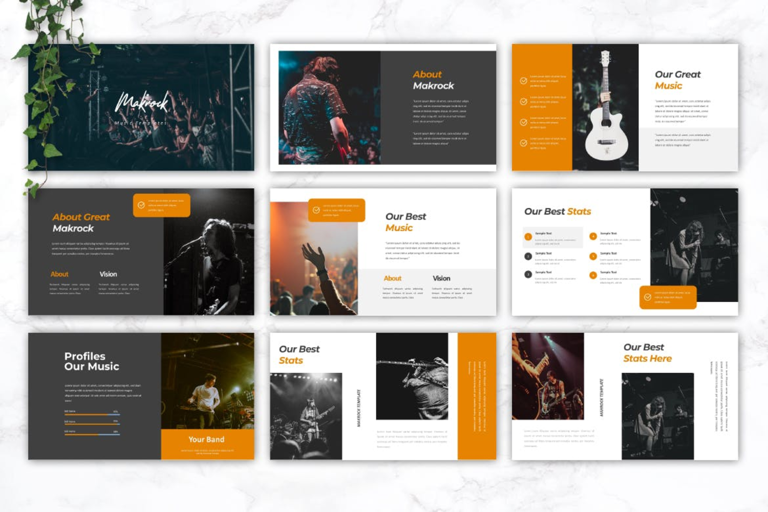 2745 时尚酷炫音乐节晚会活动策划keynote模板ppt模板 MAKROCK – Music Powerpoint Template-GOOODME果觅网