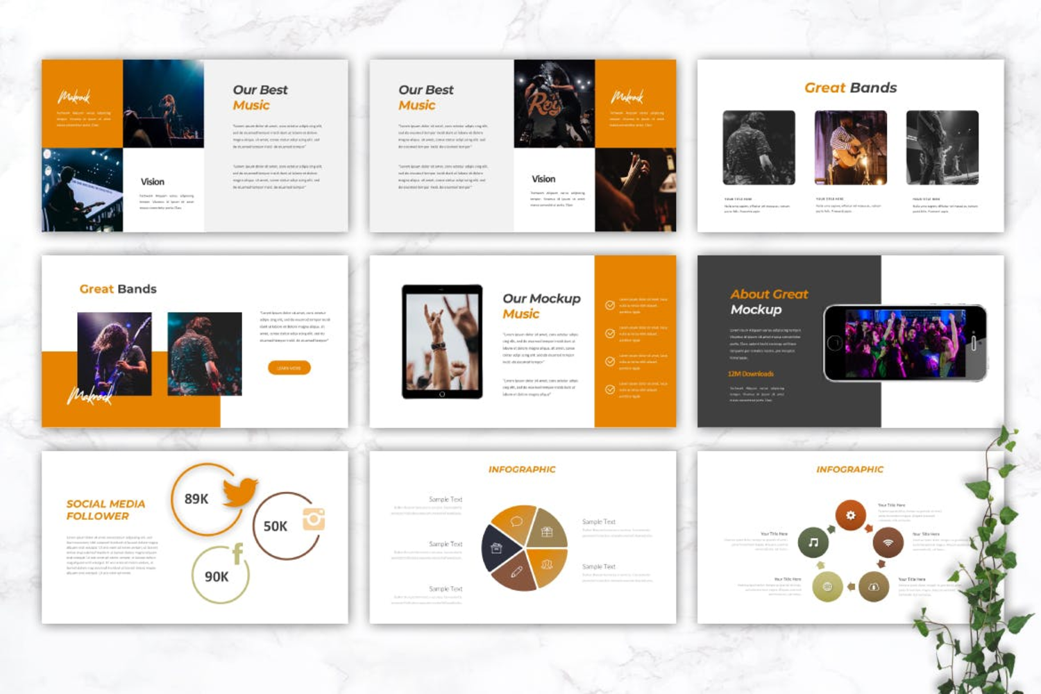 2745 时尚酷炫音乐节晚会活动策划keynote模板ppt模板 MAKROCK – Music Powerpoint Template-GOOODME果觅网