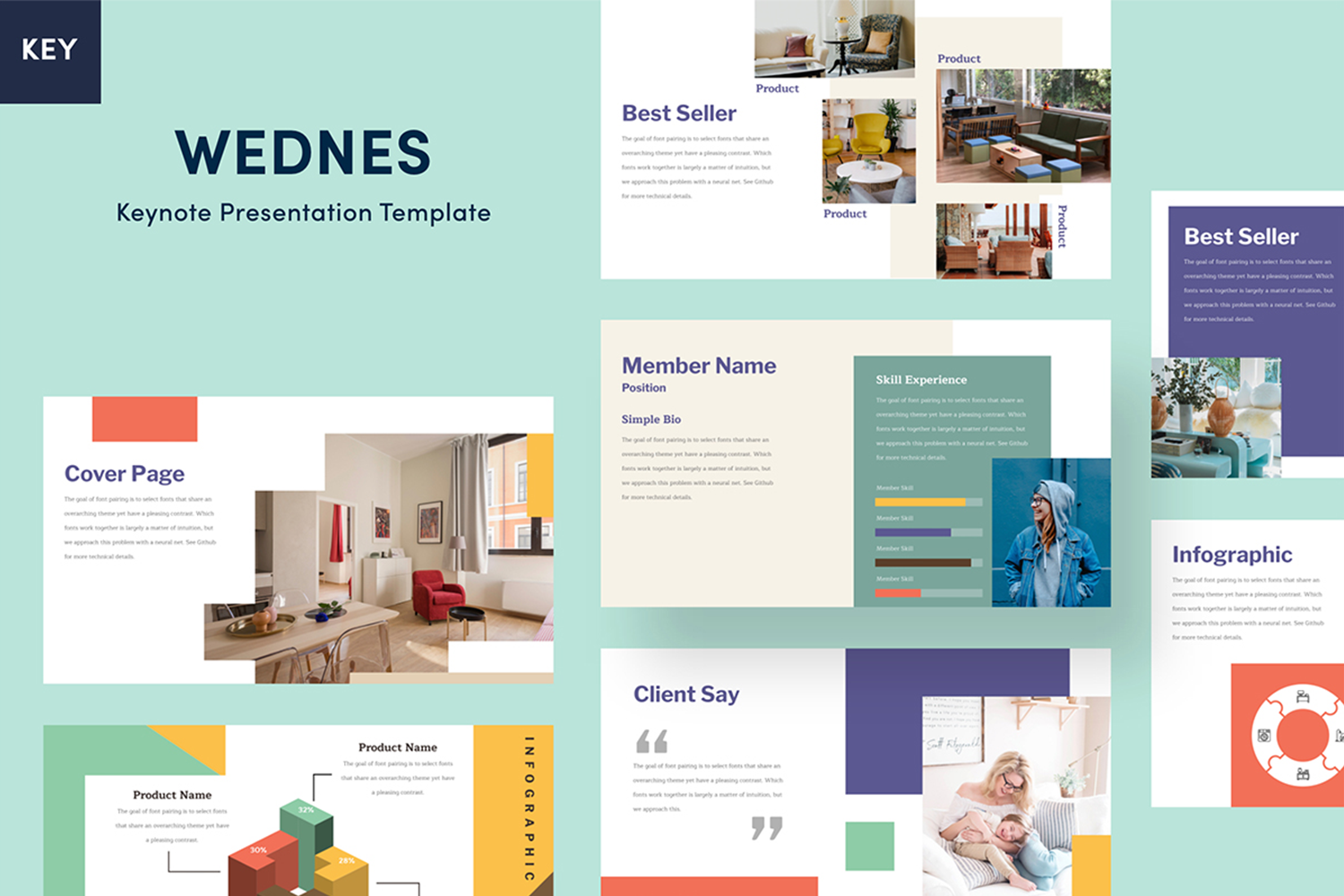 2751 通用现代撞色keynote主题演讲模板 Wednes – Keynote Template-GOOODME果觅网