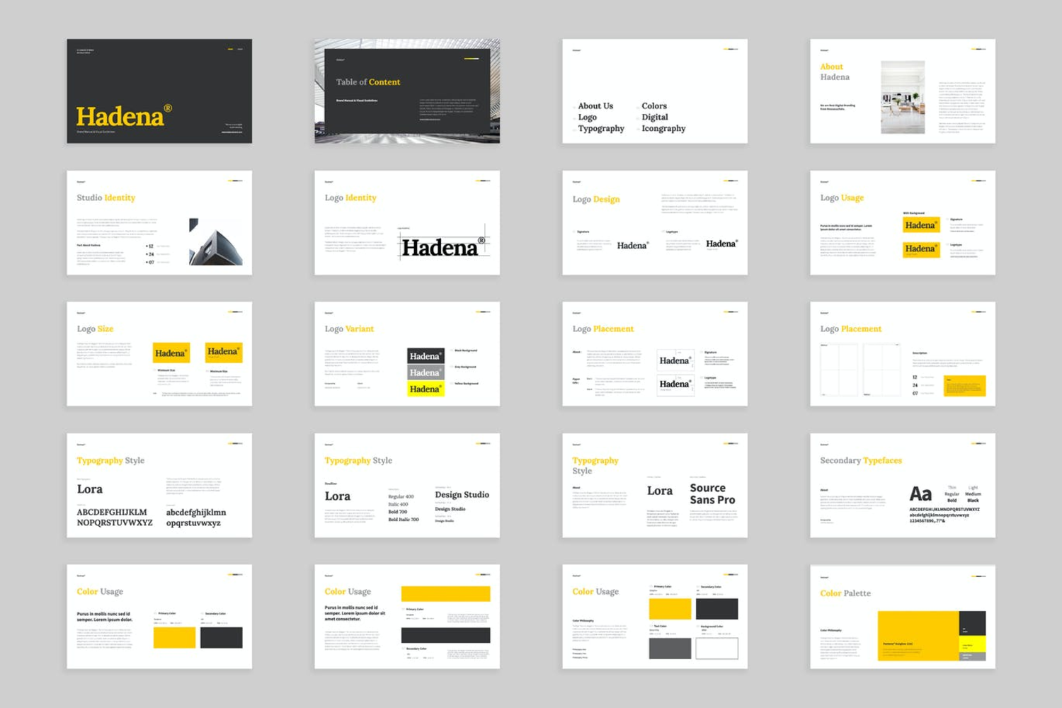 2762 高品质的深黑色黄色品牌手册和视觉指南VI设计powerpoint幻灯片演示模板（pptx&keynote）-GOOODME果觅网