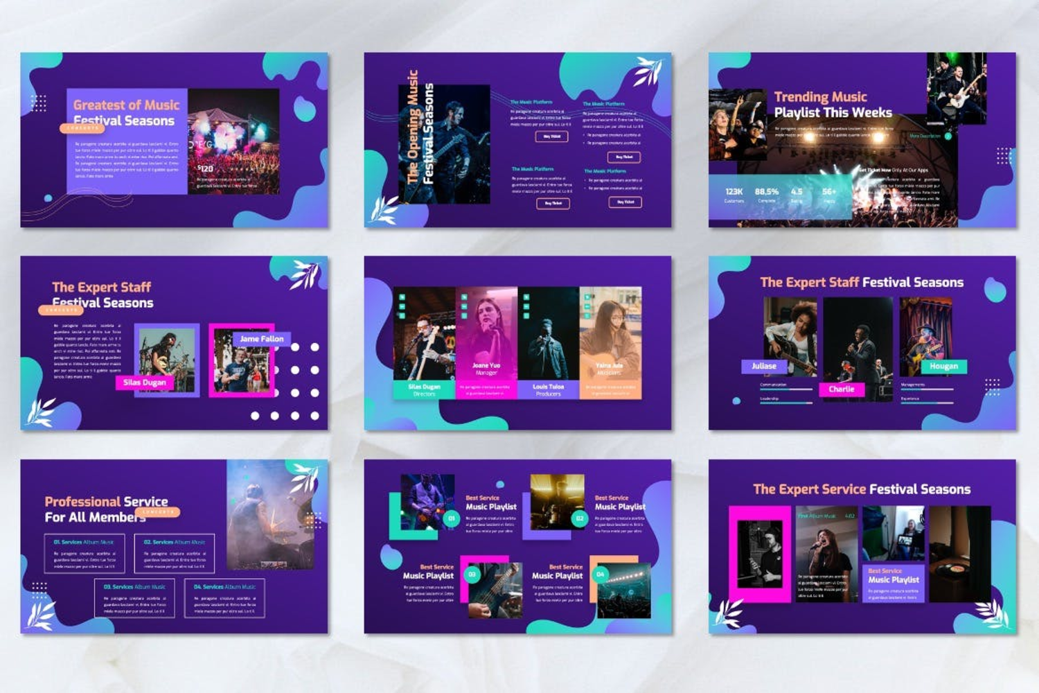 2772 渐变蓝紫色系的未来感潮流电子音乐Keynote模板-Orchase Orchase – Online Music Keynote Templates-GOOODME果觅网