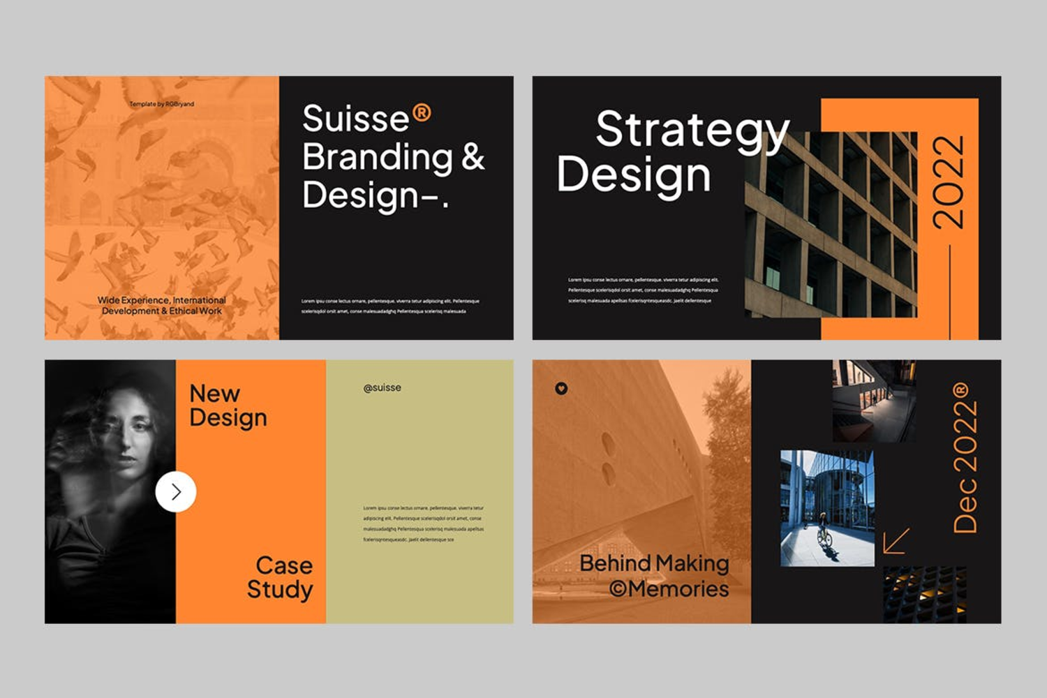 2774 艺术宣传推广主题的展览讲座keynote橙色模板-SUISSE SUISSE – Creative Powerpoint Template-GOOODME果觅网