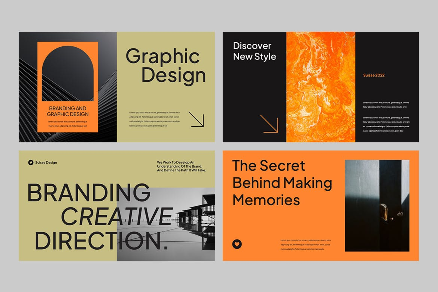2774 艺术宣传推广主题的展览讲座keynote橙色模板-SUISSE SUISSE – Creative Powerpoint Template-GOOODME果觅网