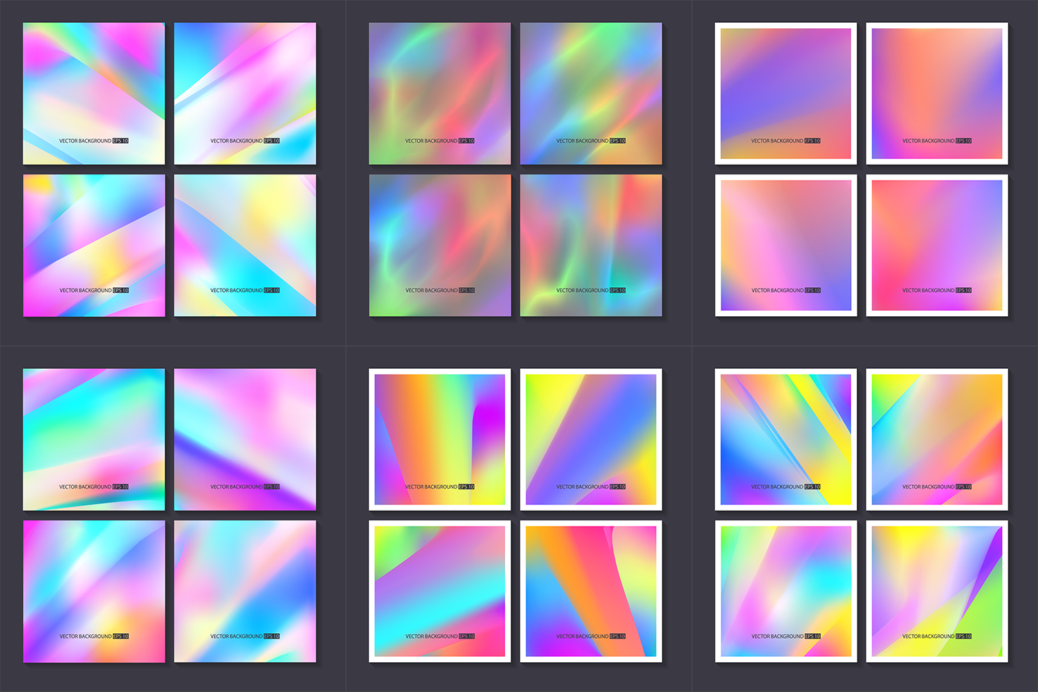 2806 43款矢量炫彩渐变背景素材图Hologram Textures EPS-GOOODME果觅网