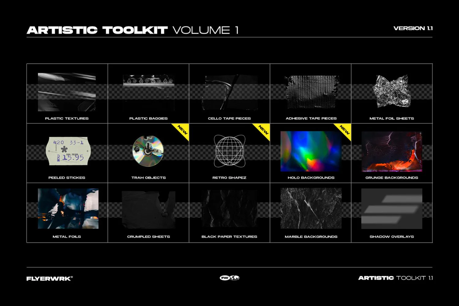 2810 塑料袋胶带金属铝箔贴纸褶皱纸张做旧复古抽象纹理 Artistic Toolkit-GOOODME果觅网