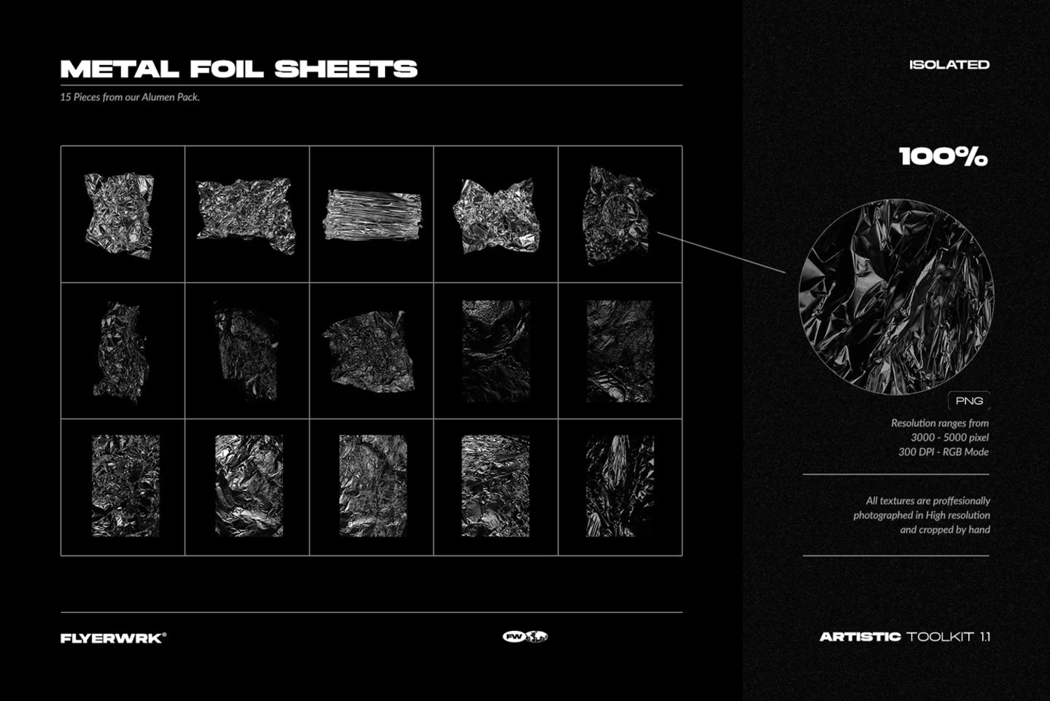 2810 塑料袋胶带金属铝箔贴纸褶皱纸张做旧复古抽象纹理 Artistic Toolkit-GOOODME果觅网