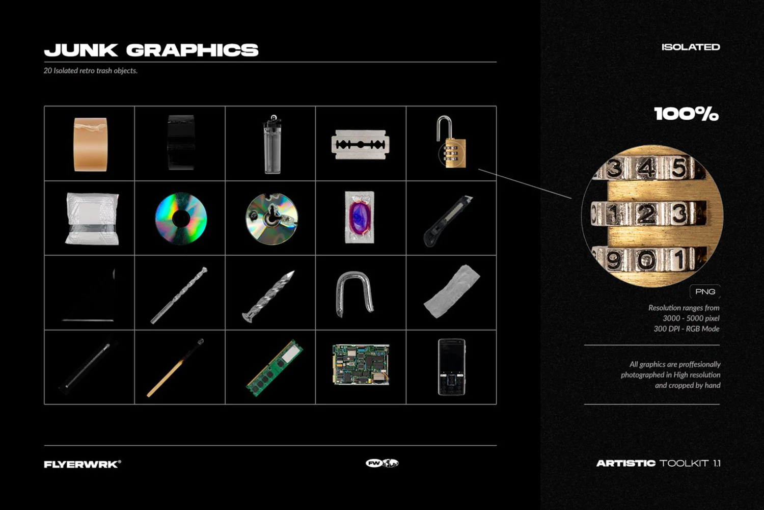 2810 塑料袋胶带金属铝箔贴纸褶皱纸张做旧复古抽象纹理 Artistic Toolkit-GOOODME果觅网