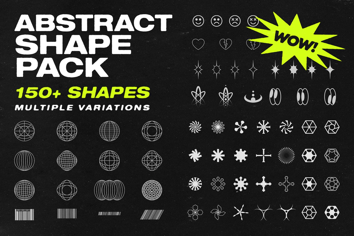 2812 150款潮流街头艺术创意抽象几何图形icon图标ai设计素材源文件 Abstract Shape Pack 150+ Icons-GOOODME果觅网