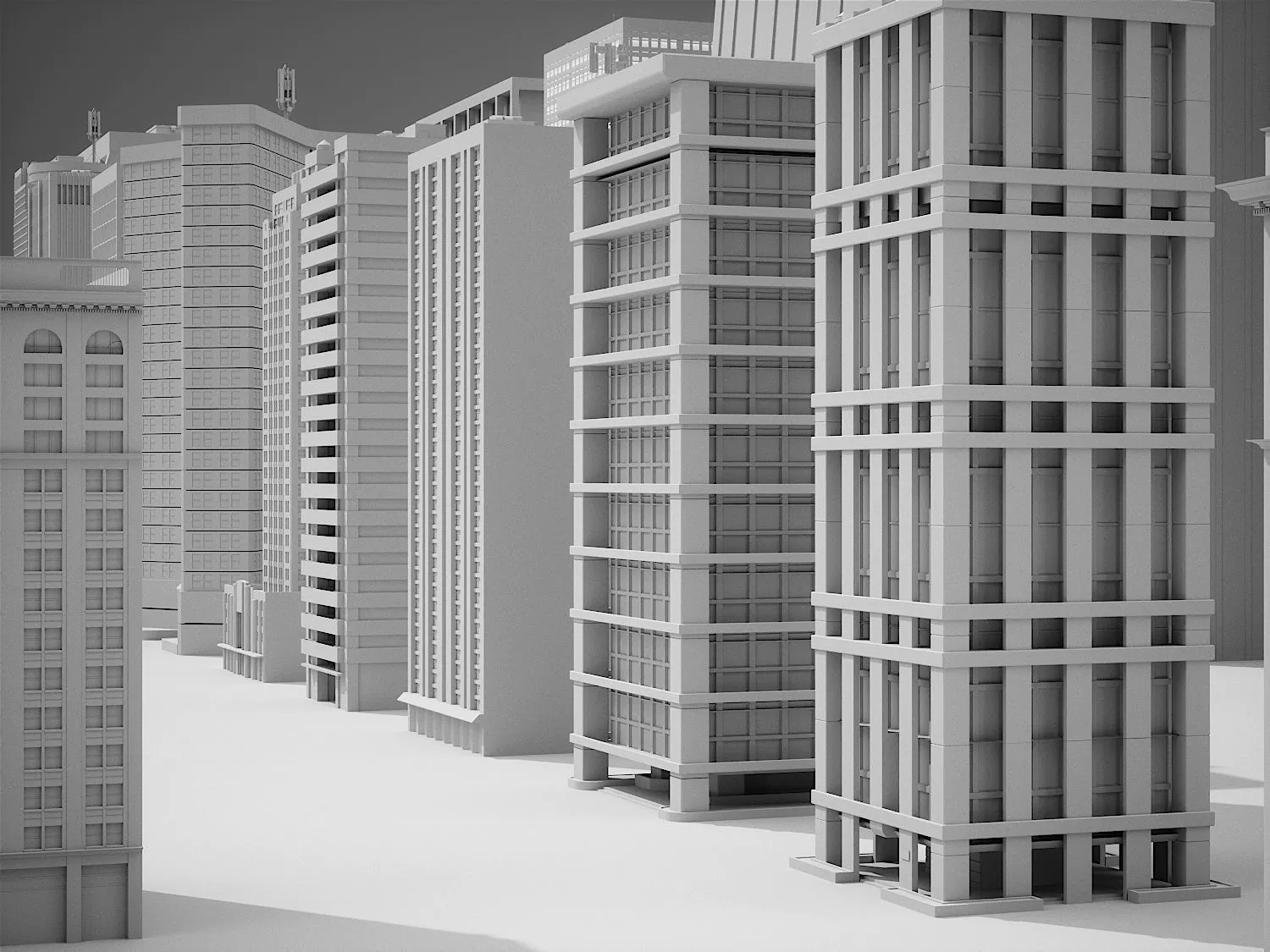 2879 37个城市街道楼房建筑3D模型MAXMayaOBJFBX格式素材 City Kitbash 3D model-果觅网GOOODME.COM