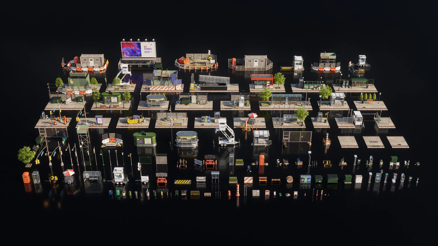 2896 现代城市街道3D模型C4D带贴图合集 HIT THE STREETS-果觅网GOOODME.COM