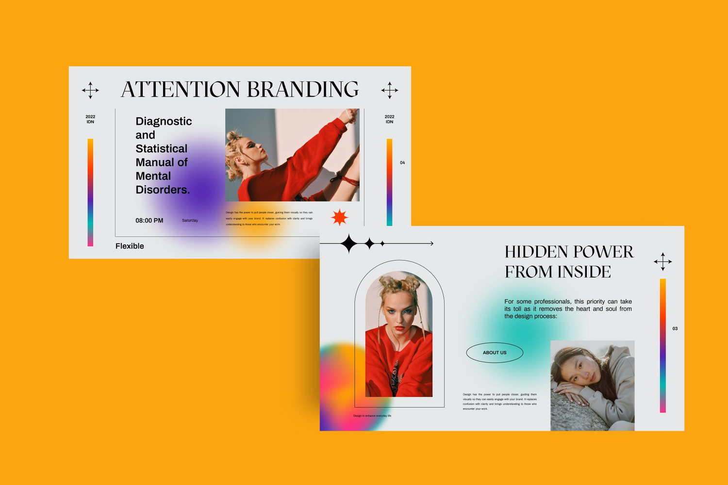 2909 现代时尚品牌营销策划提案简报设计ppt模版 Attention Brand Gradient Powerpoint