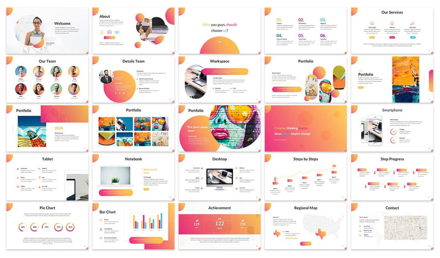 2936 创意机构艺术渐变活力keynote模版Clorama – Creative Keynote Template