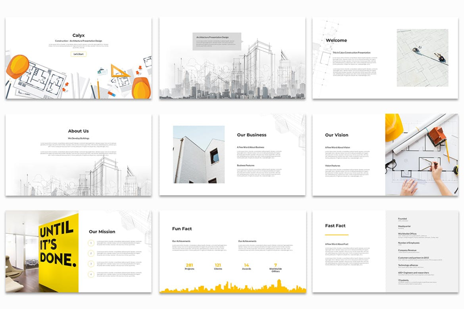 2941 建筑设计项目作品集主题演示keynote模版Calyx Construction Keynote Template