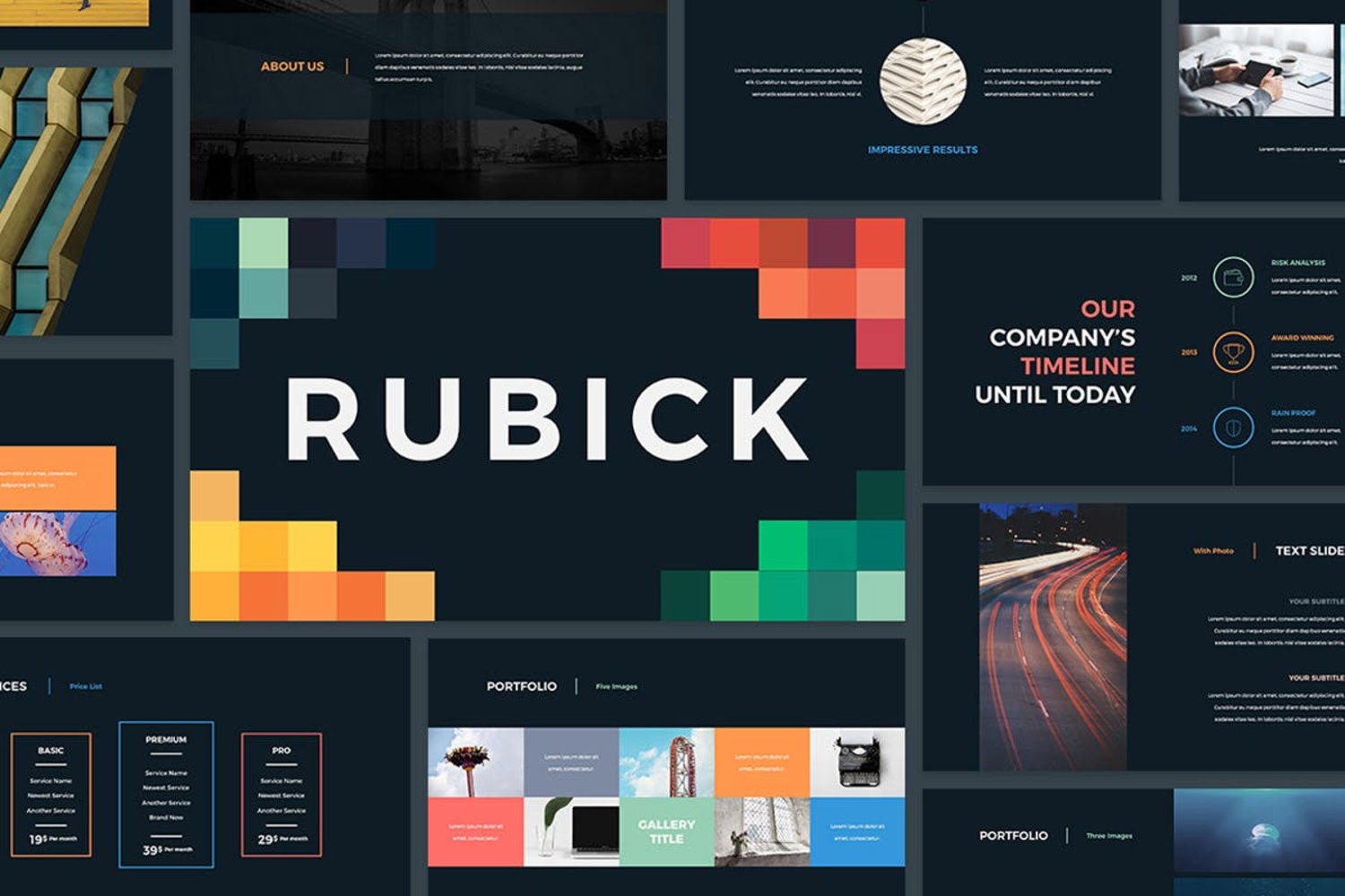 2947 通用彩色时尚keynote模版 Rubick Presentation Template