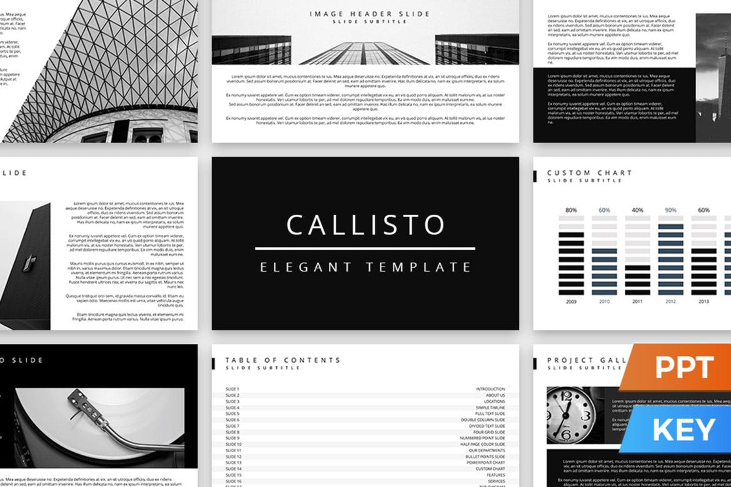 2952 简洁干净商务演示个人摄影作品集keynote-PPT模版 Callisto Presentation Template