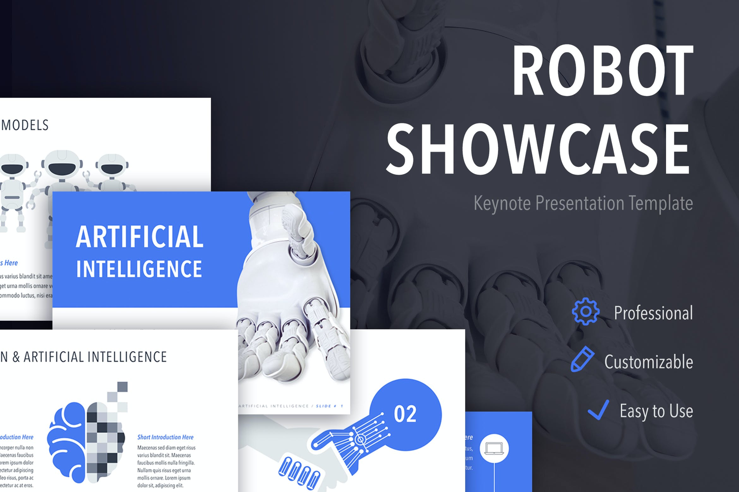 2956 机器人AI人工智能主题演讲keynote模版 Robot Showcase Keynote Template