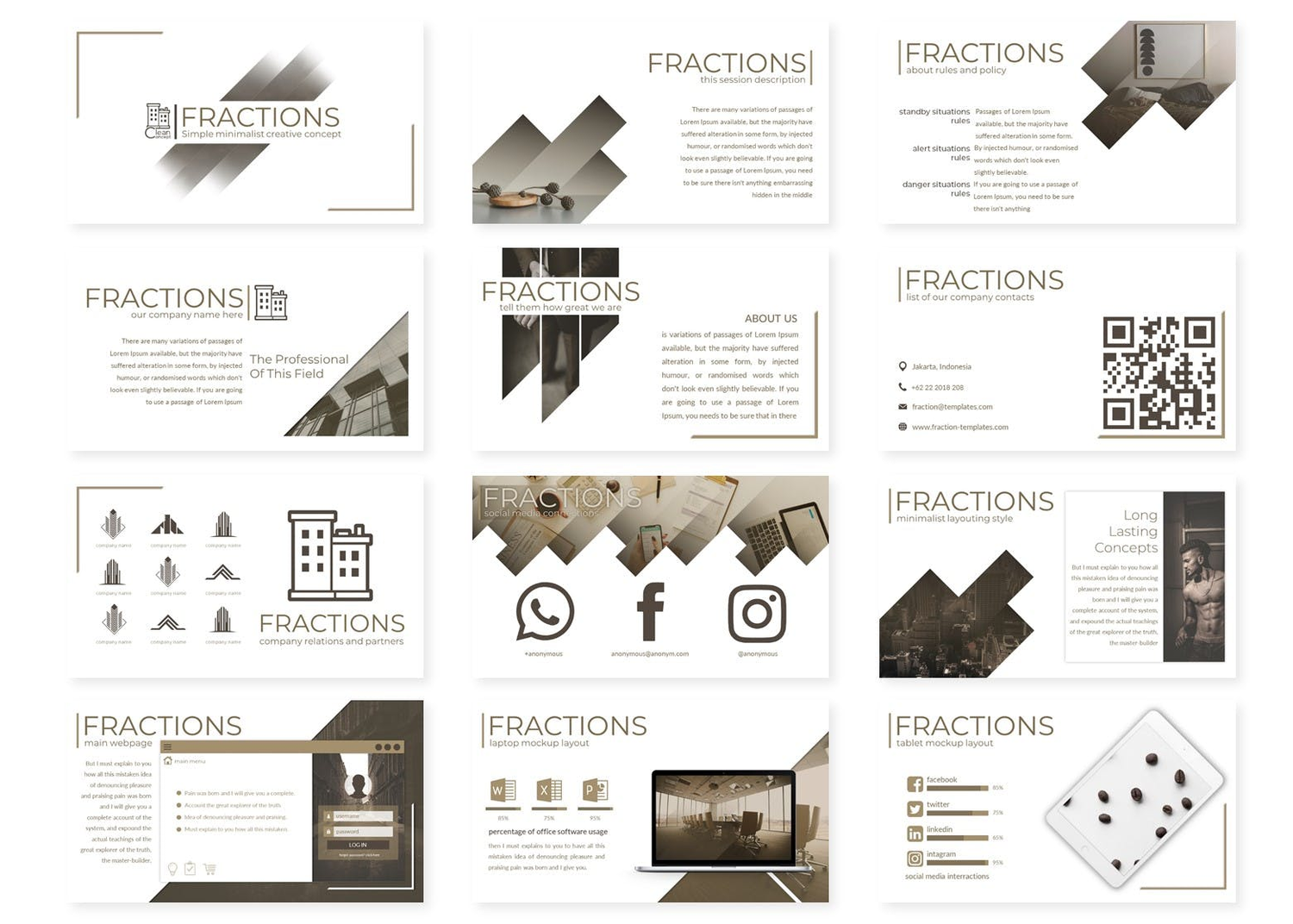 2969 多用途商务品牌项目计划书演示keynote模版 Fractions- Keynote Template