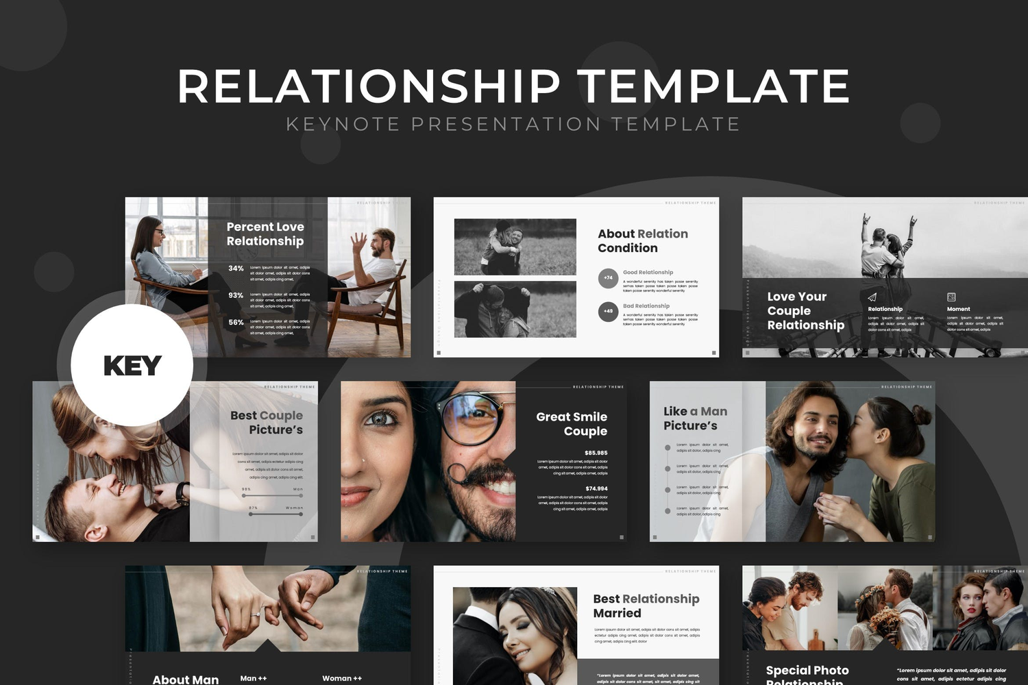 2976 个人商业多用途通用多色演示keynote模版 Relationship – Keynote Template