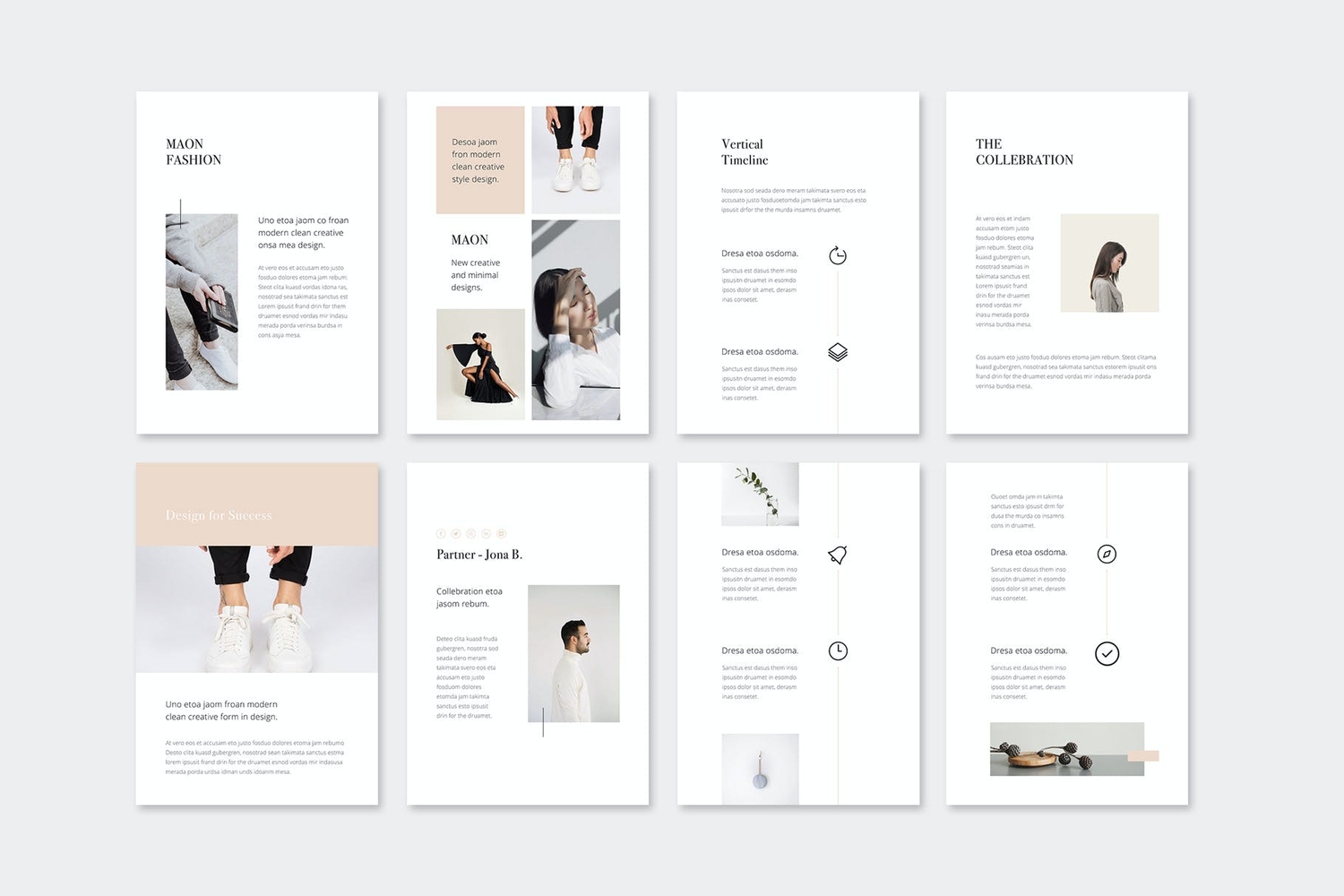 2977 竖版商业投资个人简历作品集keynote模版 MAON – Vertical Keynote A4 + US Letter Template