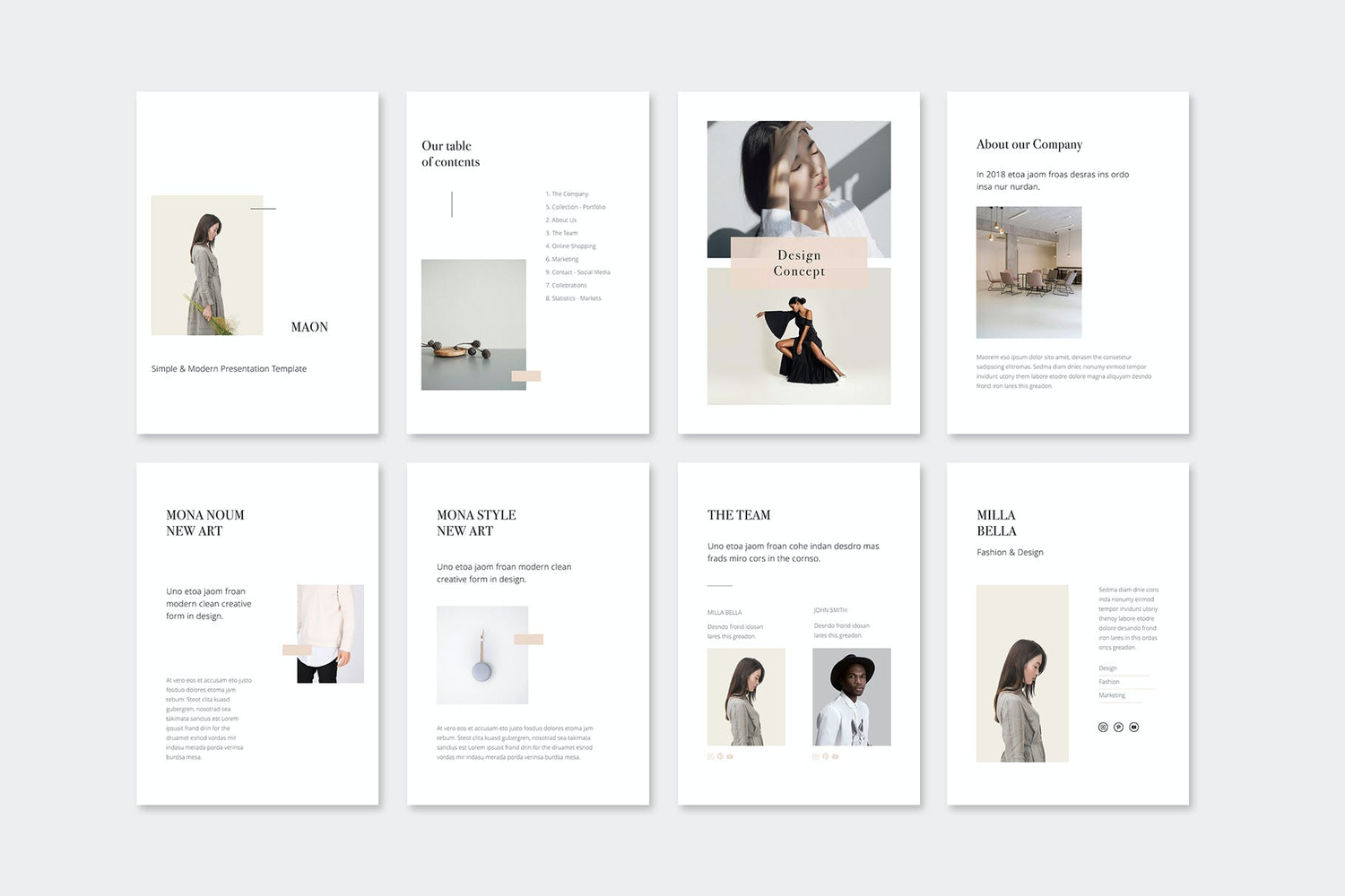 2977 竖版商业投资个人简历作品集keynote模版 MAON – Vertical Keynote A4 + US Letter Template