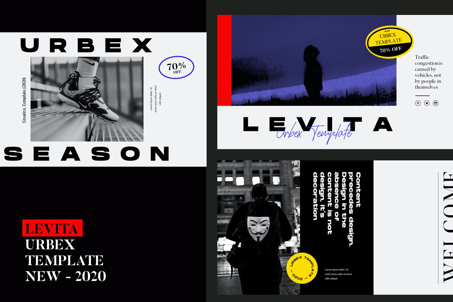 2997 时尚创意多彩撞色潮流版式品牌推广PPT+Keynote演示文稿模板 LEVITA – Powerpoint Template