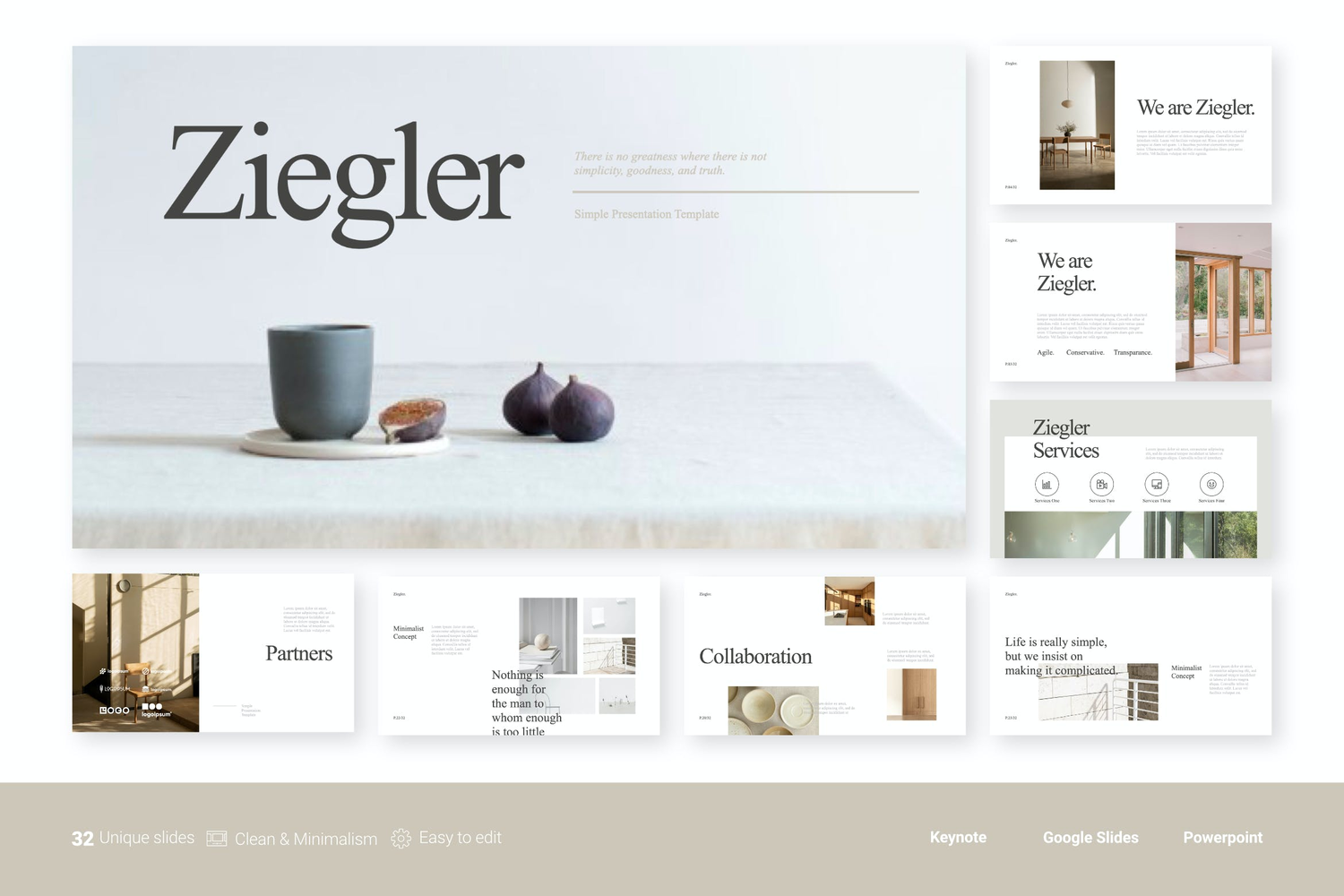 3002 极简主义企业营销策划演示文稿设计keynote+ppt模板Ziegler – Clean Presentation Template