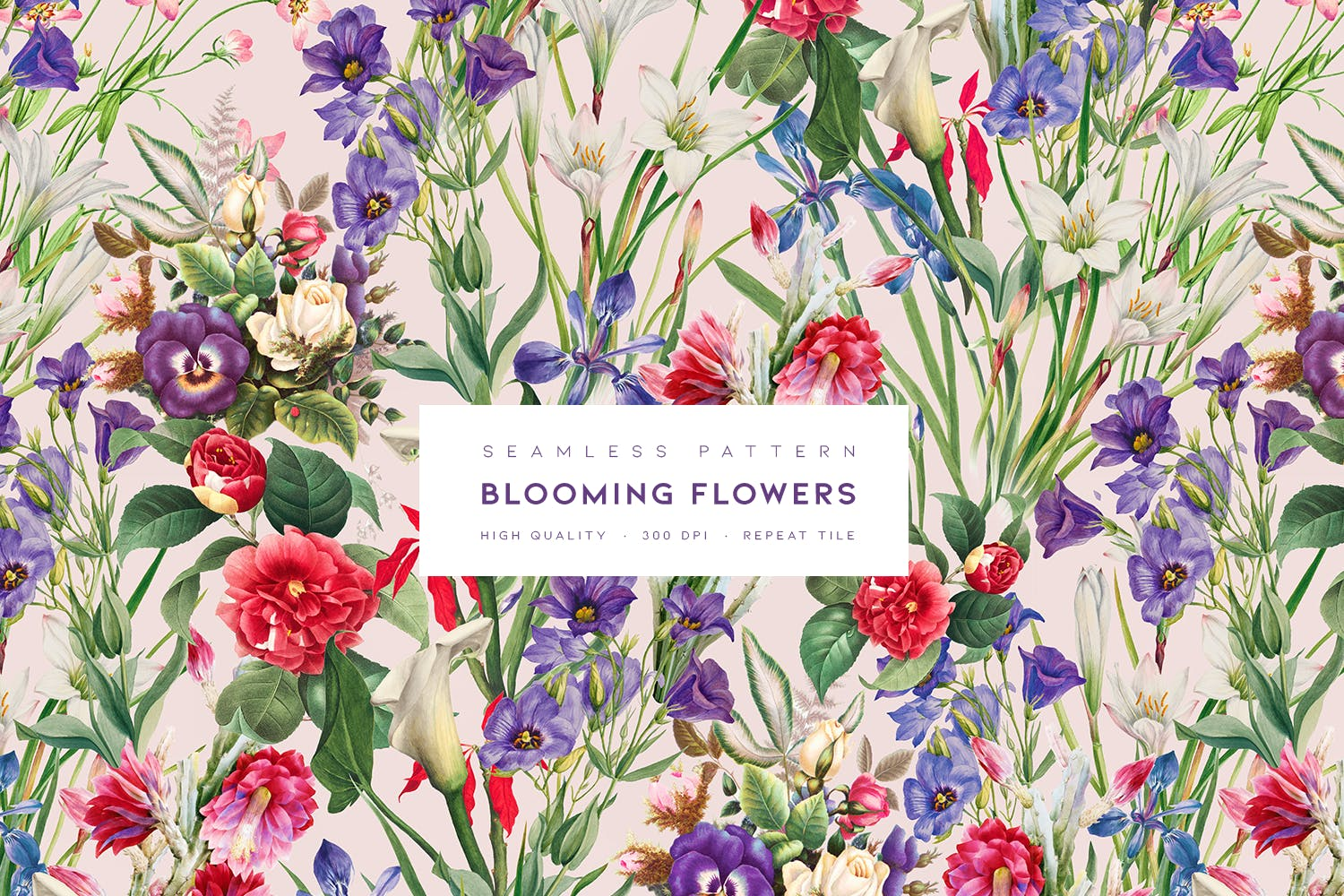 3035 复古花卉高清无缝背景填充素材 Blooming Flowers