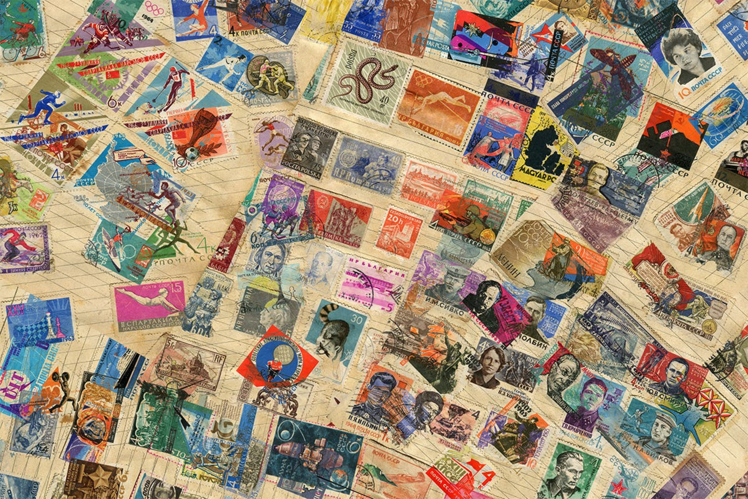 3038 10款潮流复古邮票贴纸高清背景素材 Postage Stamp Backgrounds
