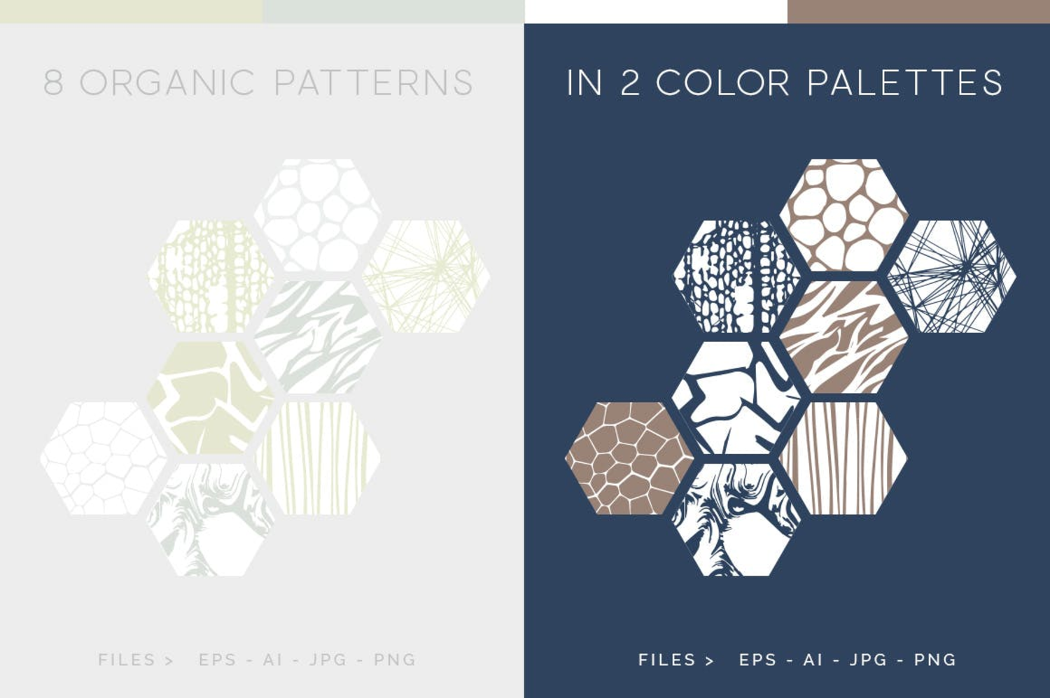 3048 8款抽象有机无缝隙矢量图案素材 Organic Patterns – 2 Color Palettes