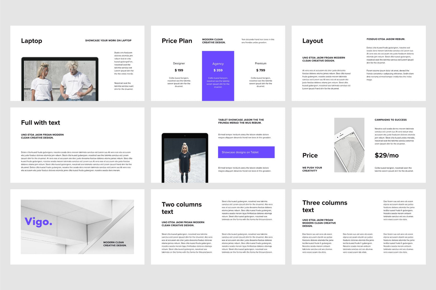 3071 极简多用途现代简约作品集主题演讲Keynote模板 VIGO – Keynote Template