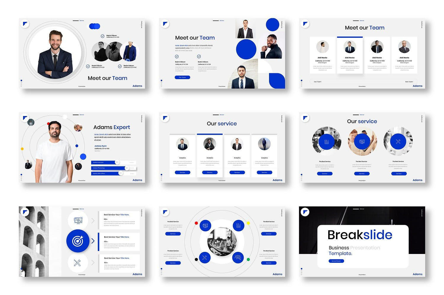 3076 多用途蓝色科技商务演讲Keynote模板 Adams – Business Keynote Template