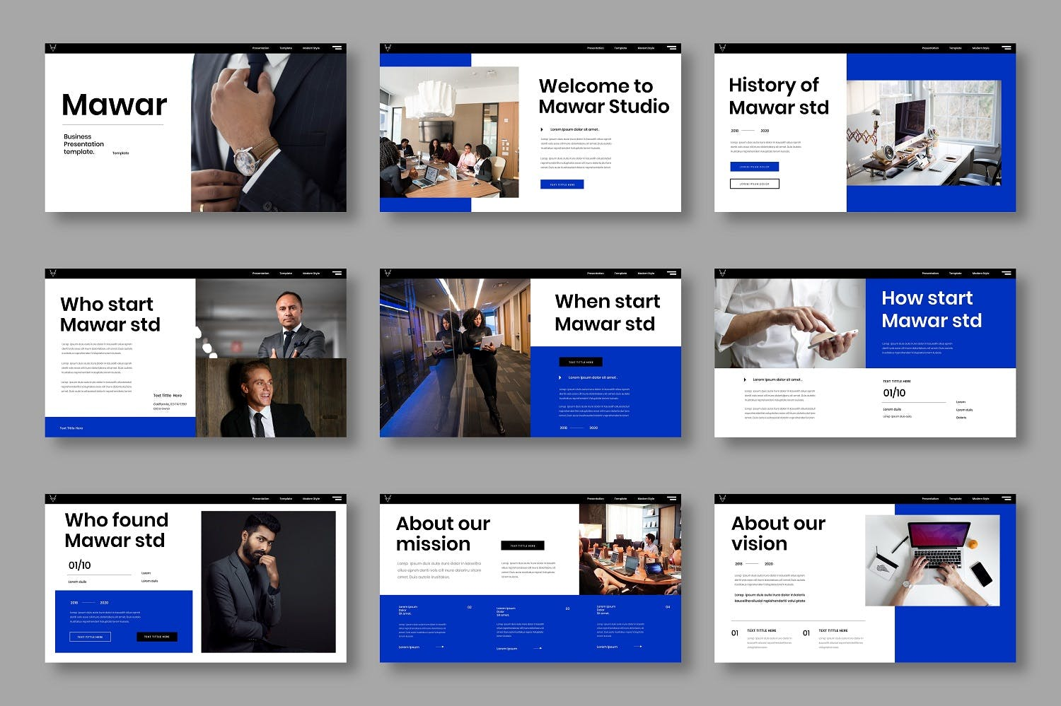 3077 蓝色科技现代商业商务演讲Keynote模板 Mawar – Business Keynote Template