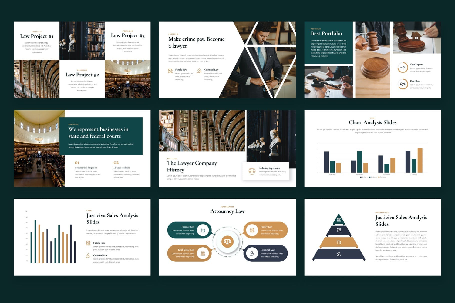 3079 律师事务所法律援助司法PPT+Keynote模板 Justiciva – Lawyer & Law Firm Keynote Template