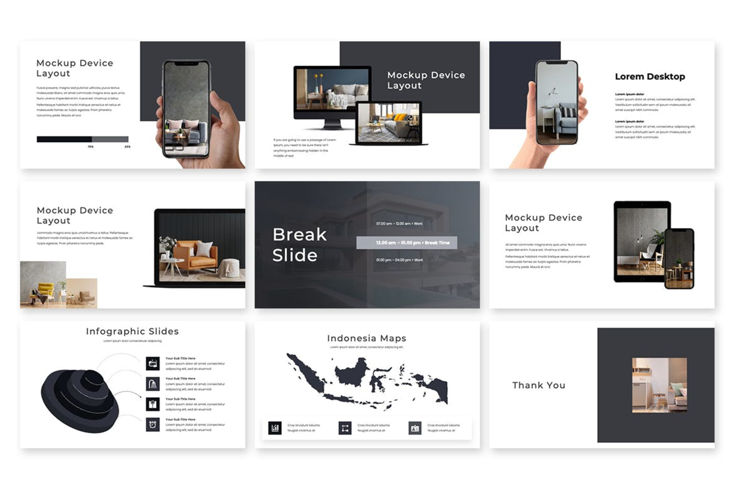 3082 室内设计师个人作品集展示PPT+Keynote模板 Homee – Minimalist Keynote Template