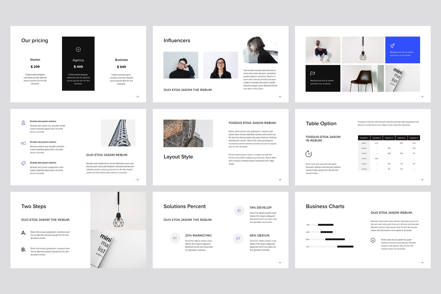 3083 极简黑白团队个人作品集简历简介PPT+Keynote模版  MURO – Keynote Template
