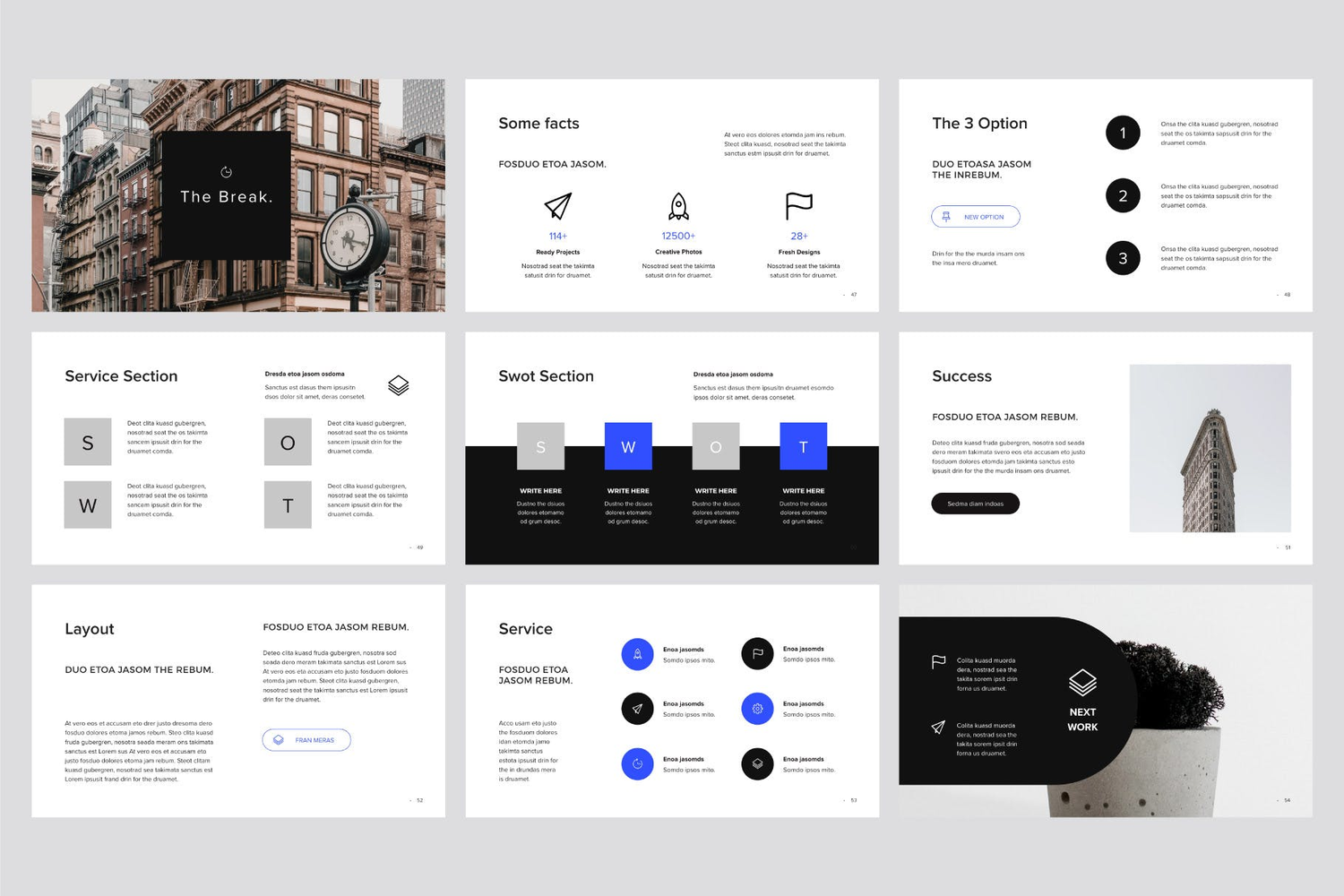 3083 极简黑白团队个人作品集简历简介PPT+Keynote模版  MURO – Keynote Template