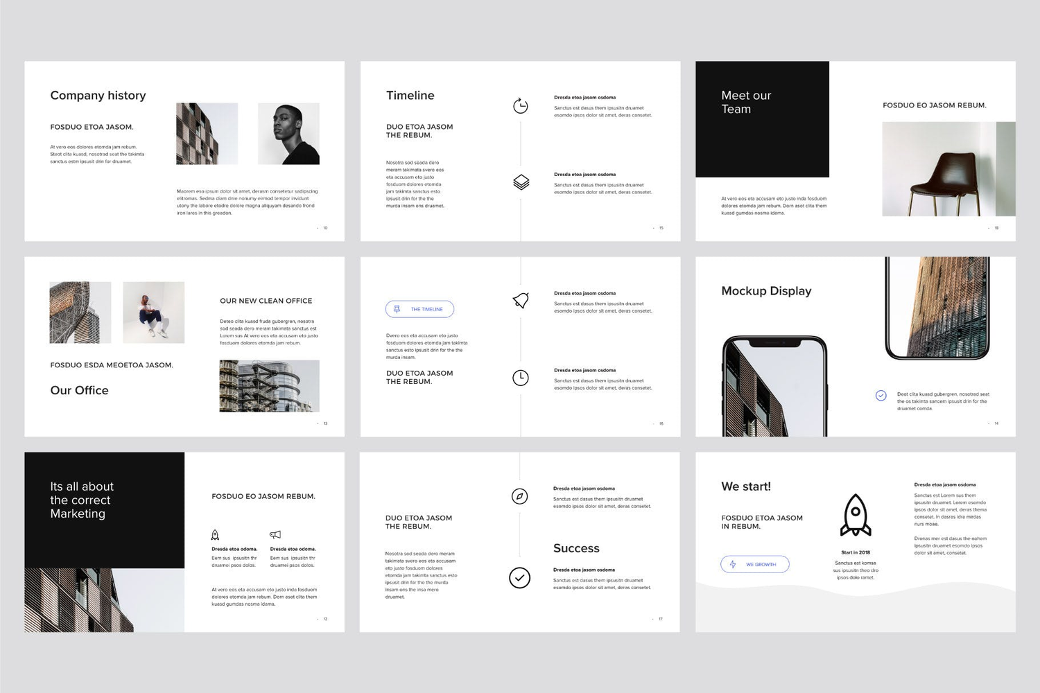 3083 极简黑白团队个人作品集简历简介PPT+Keynote模版  MURO – Keynote Template